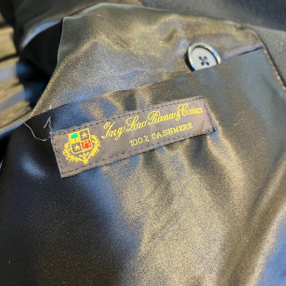 Bloomingdale's Loro Piana 100% Cashmere Double Breasted Overcoat Black 46R USA‎ - Picture 6 of 16